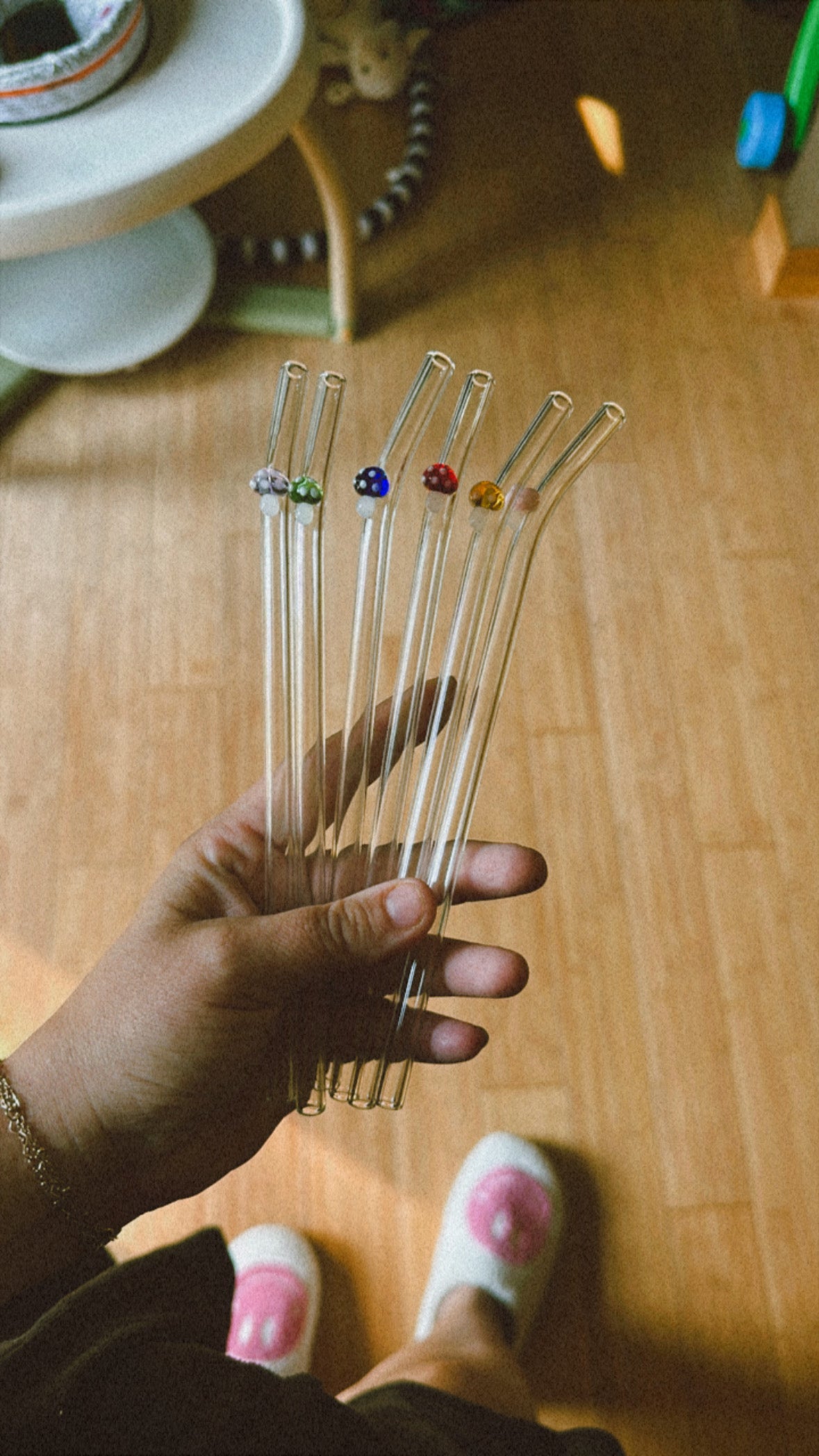 Tiny Mushroom Glass Straw - Dishwasher Safe