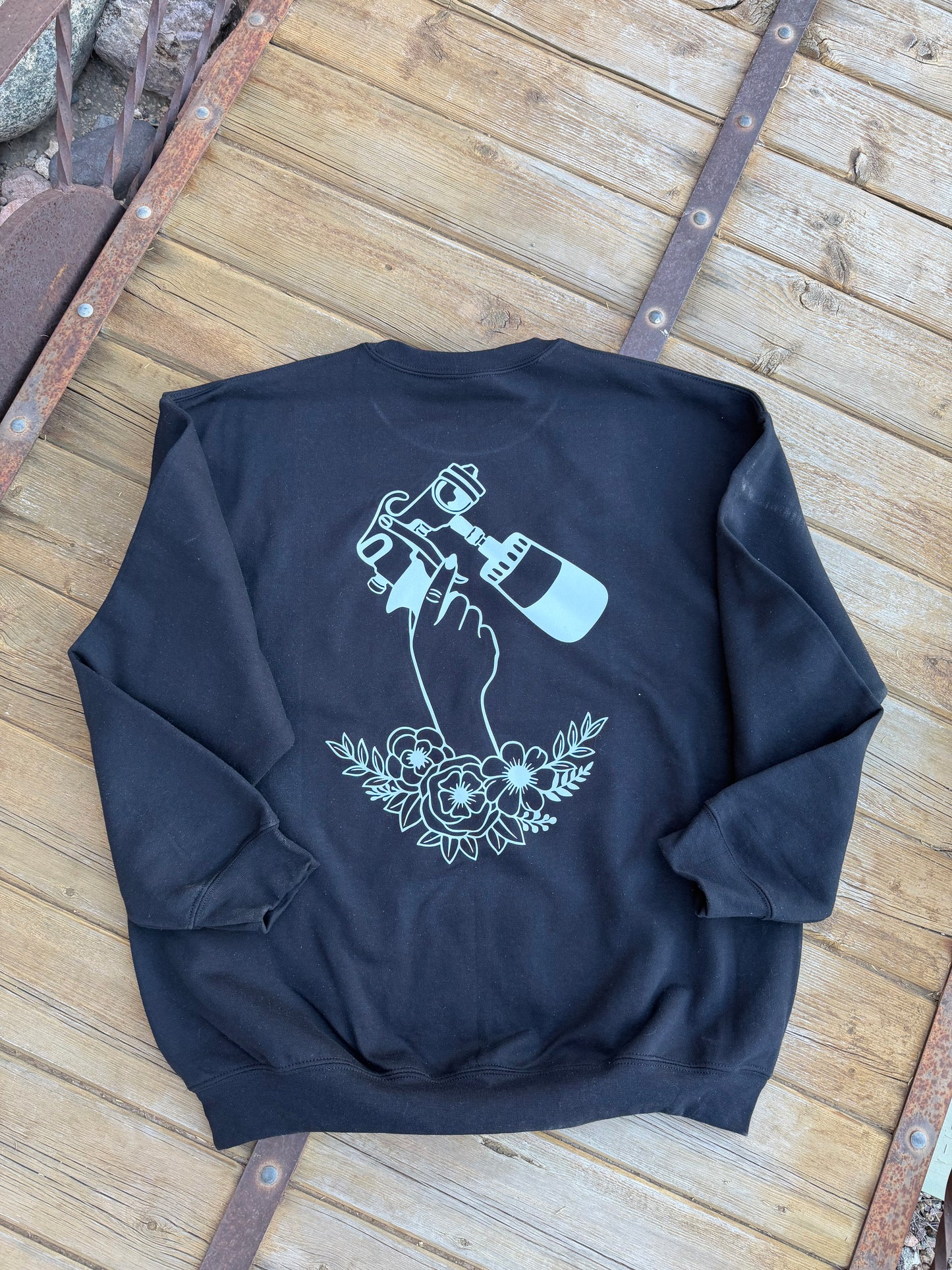 Spray Tan Floral ... Graphic Crew Neck - DTF Printed
