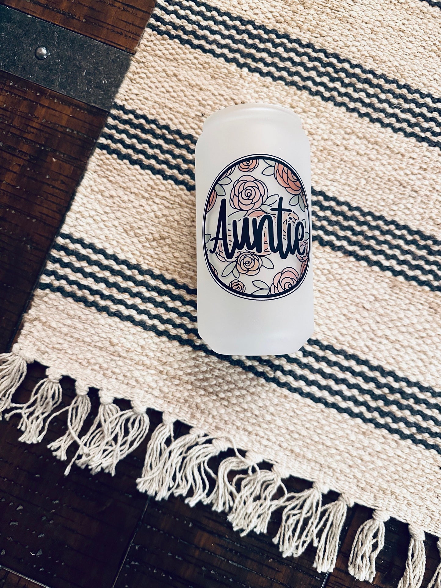 Floral Names Printed Libby Glass- Frosted
