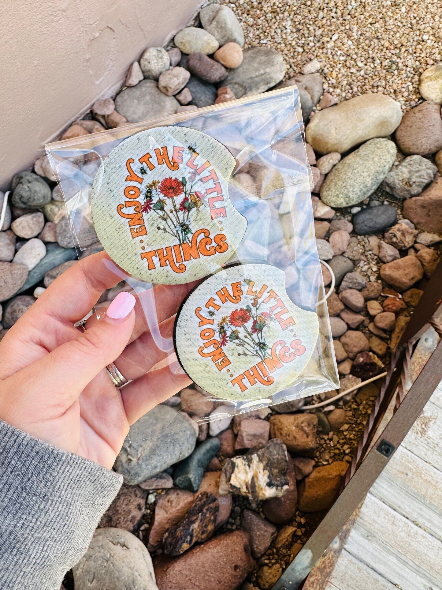 Set of 2 Car Coasters- Enjoy the little things