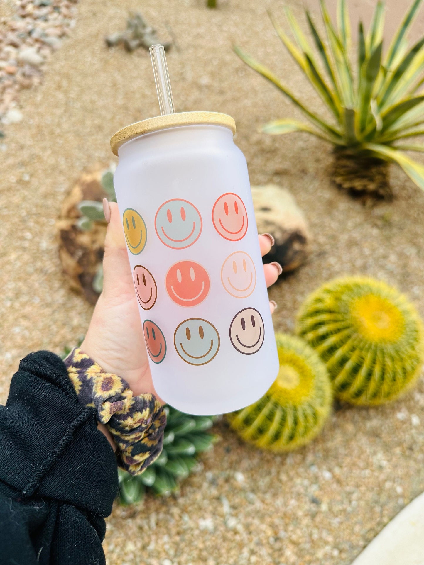 RETRO Smiley - Printed Libby Glass - Dishwasher Safe