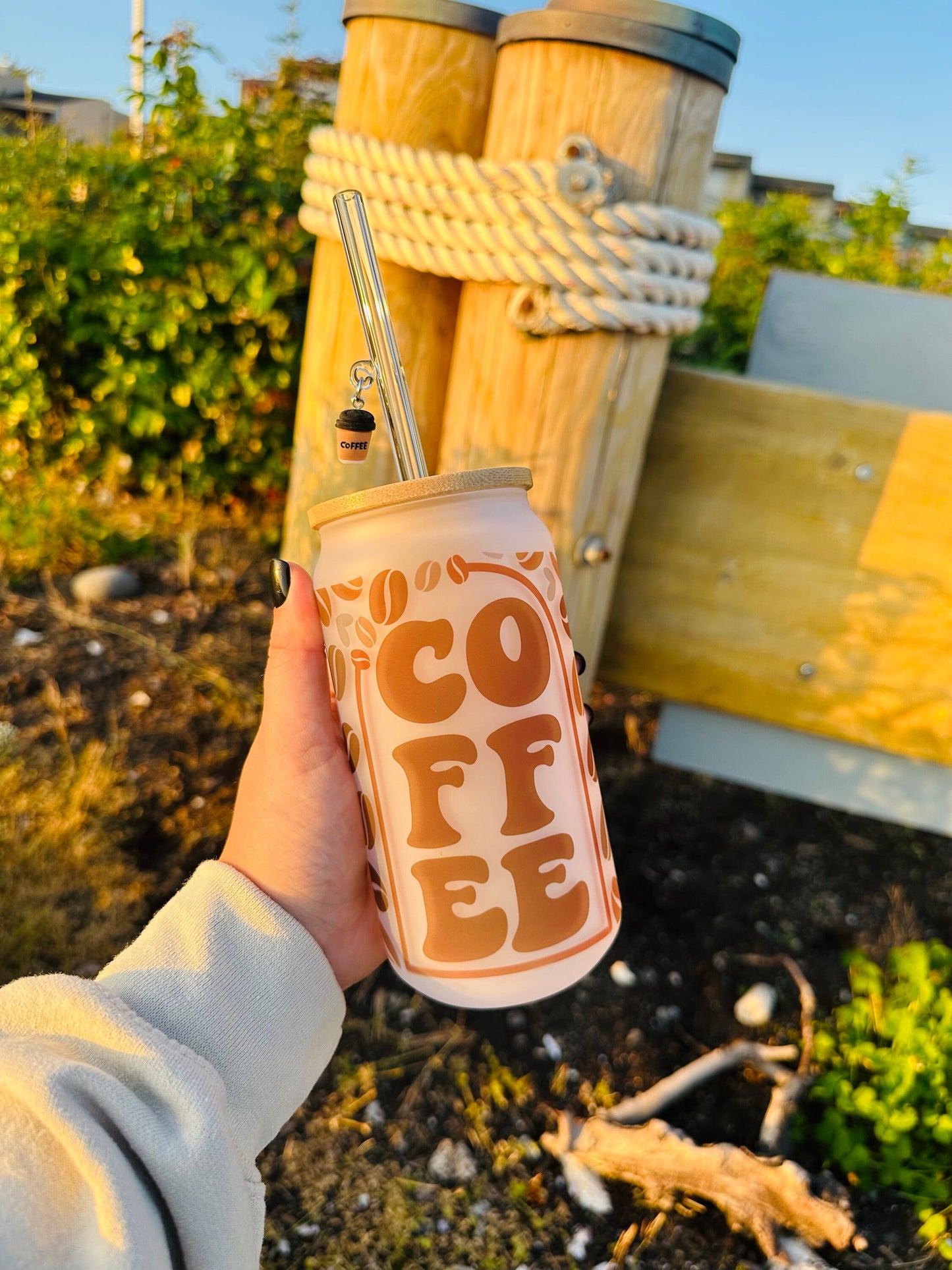 Coffee Bean Boho Printed Glassware - Dishwasher Safe