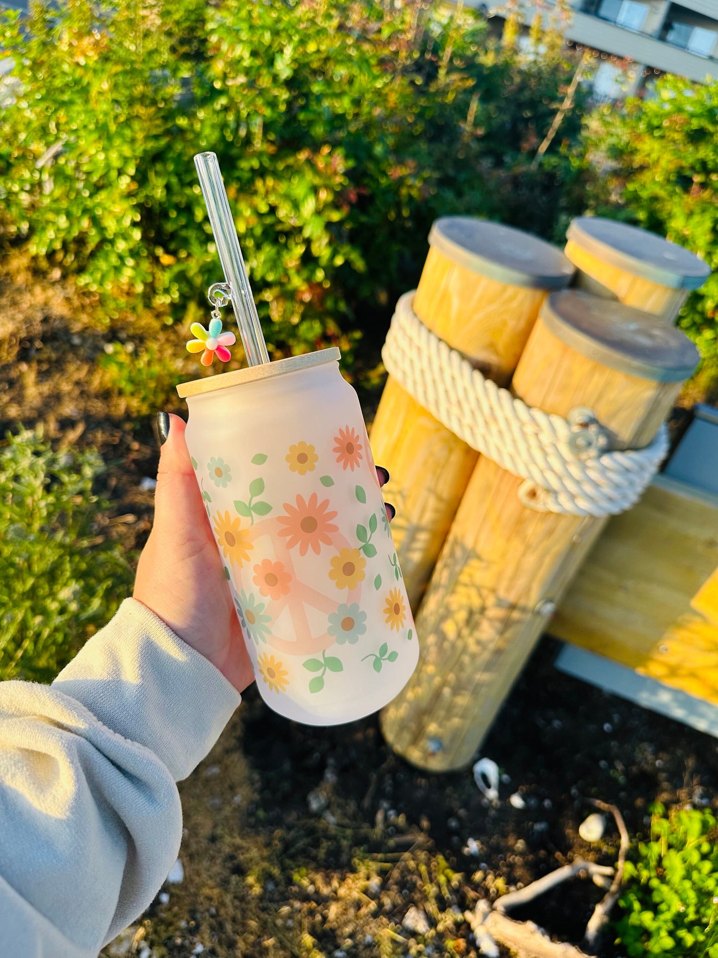 Hippie Summer Printed Glassware - Dishwasher Safe