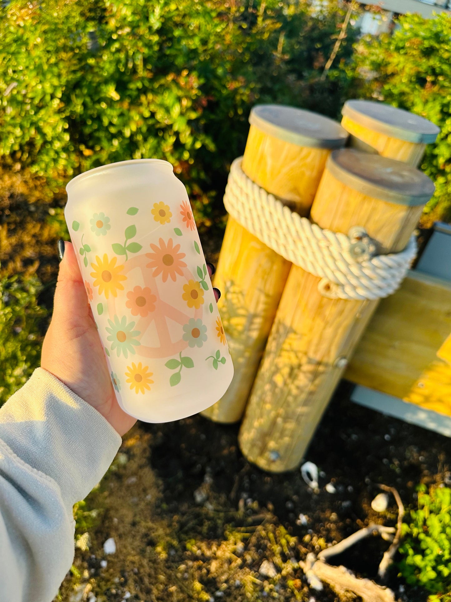 Hippie Summer Printed Glassware - Dishwasher Safe