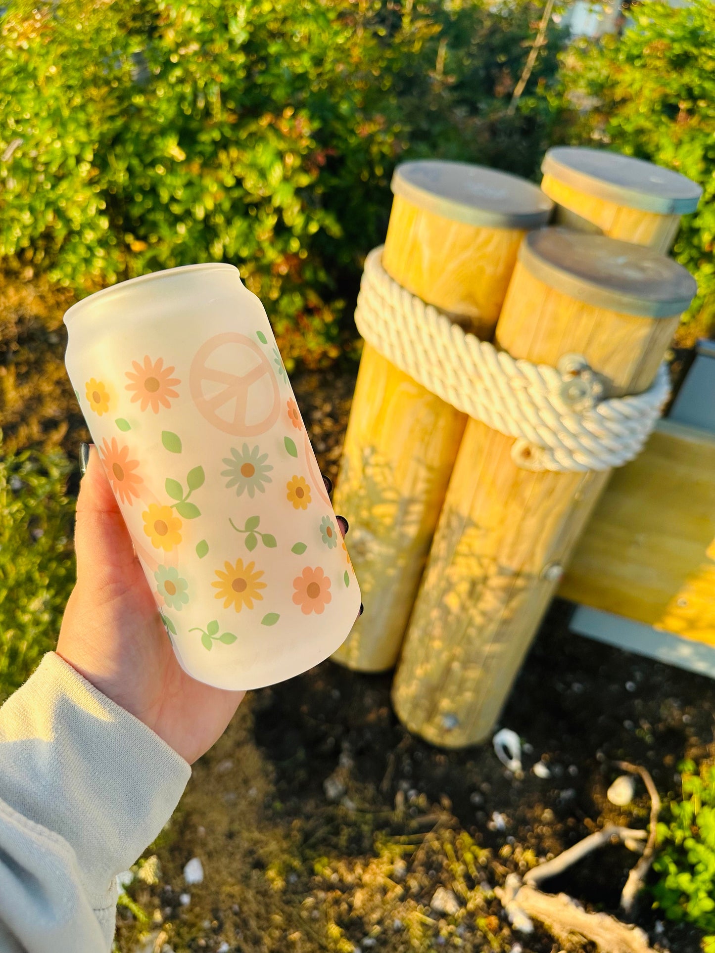 Hippie Summer Printed Glassware - Dishwasher Safe