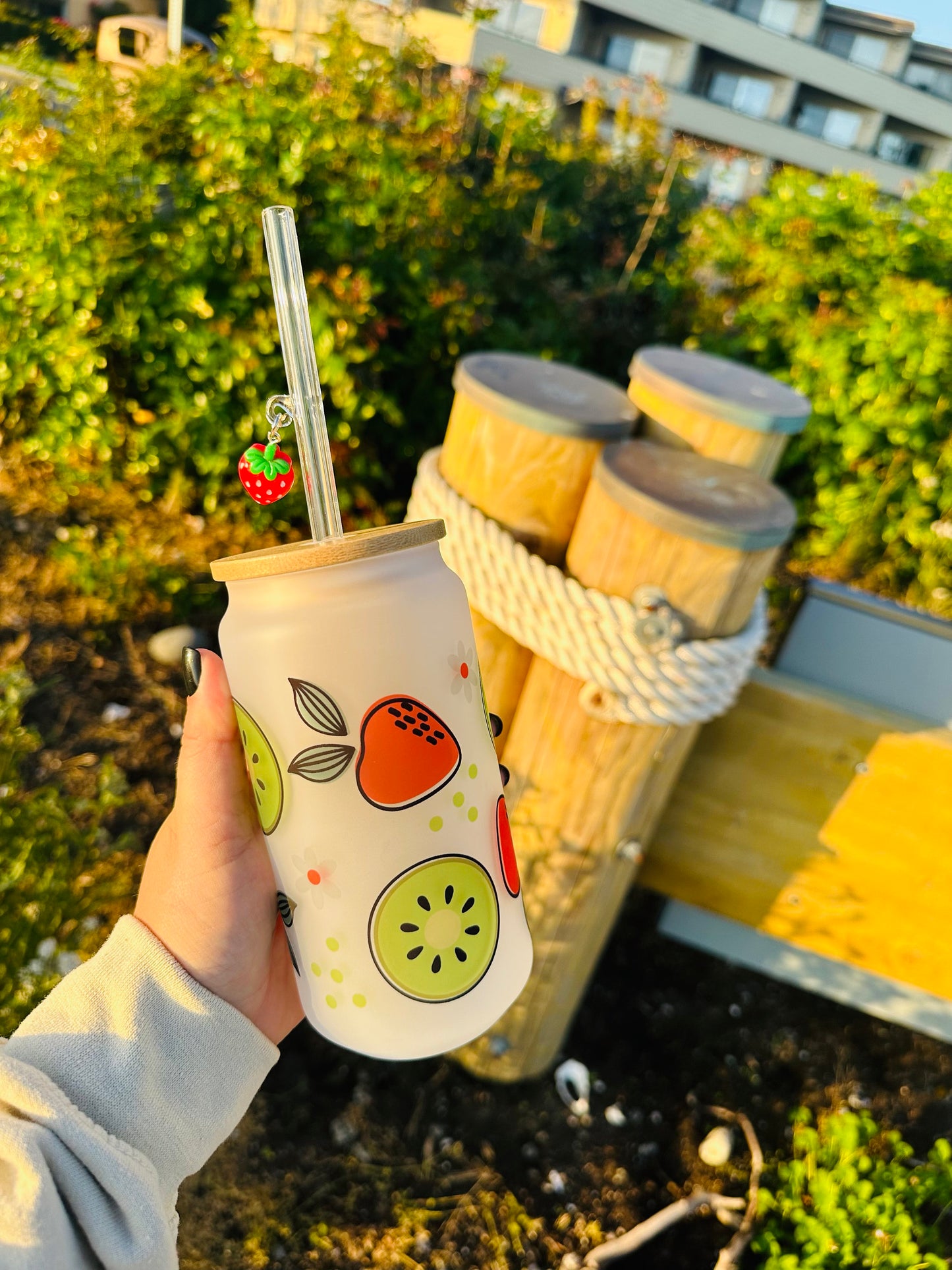 Strawberry Kiwi Printed Glassware -Dishwasher Safe