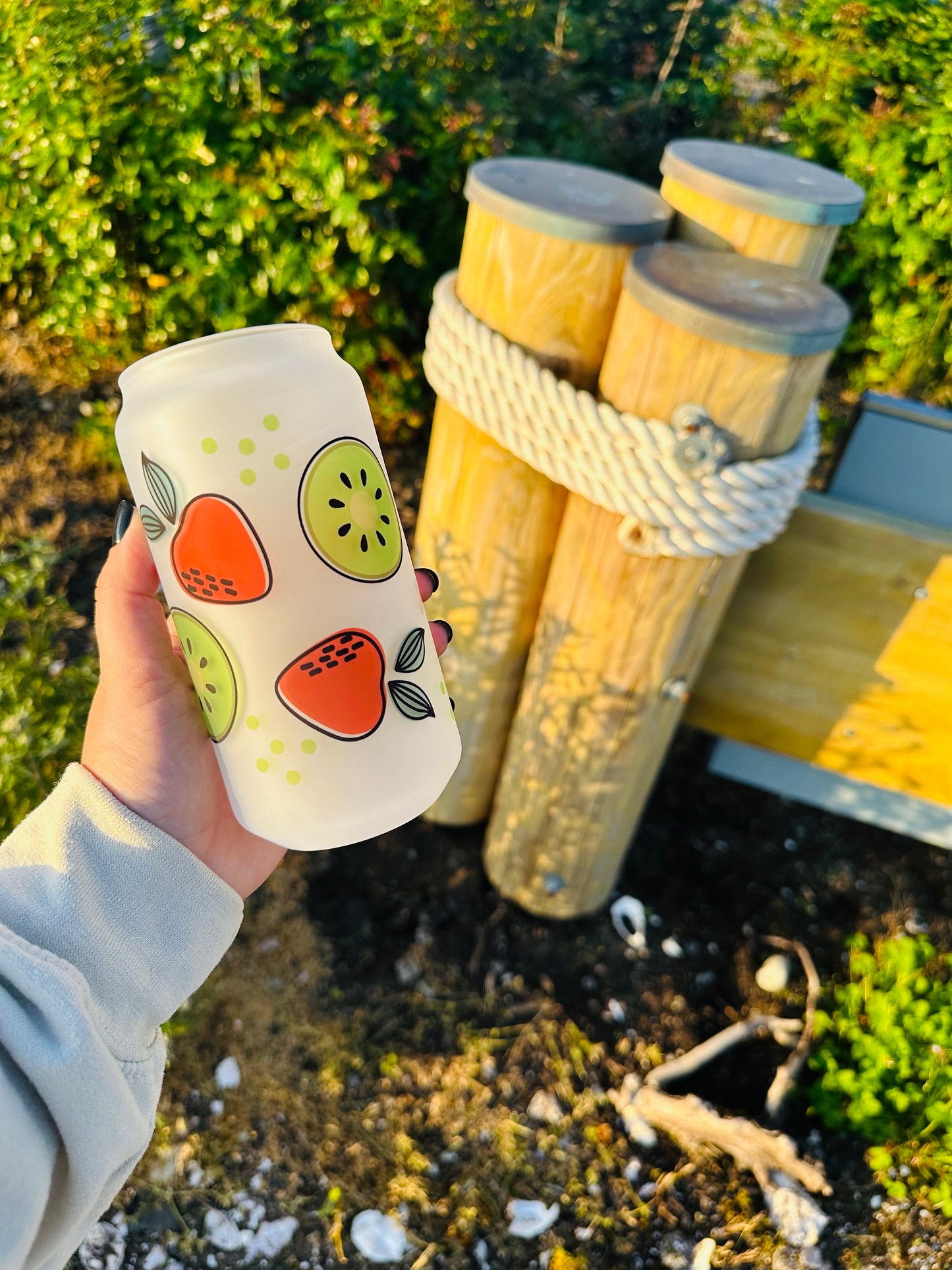 Strawberry Kiwi Printed Glassware -Dishwasher Safe