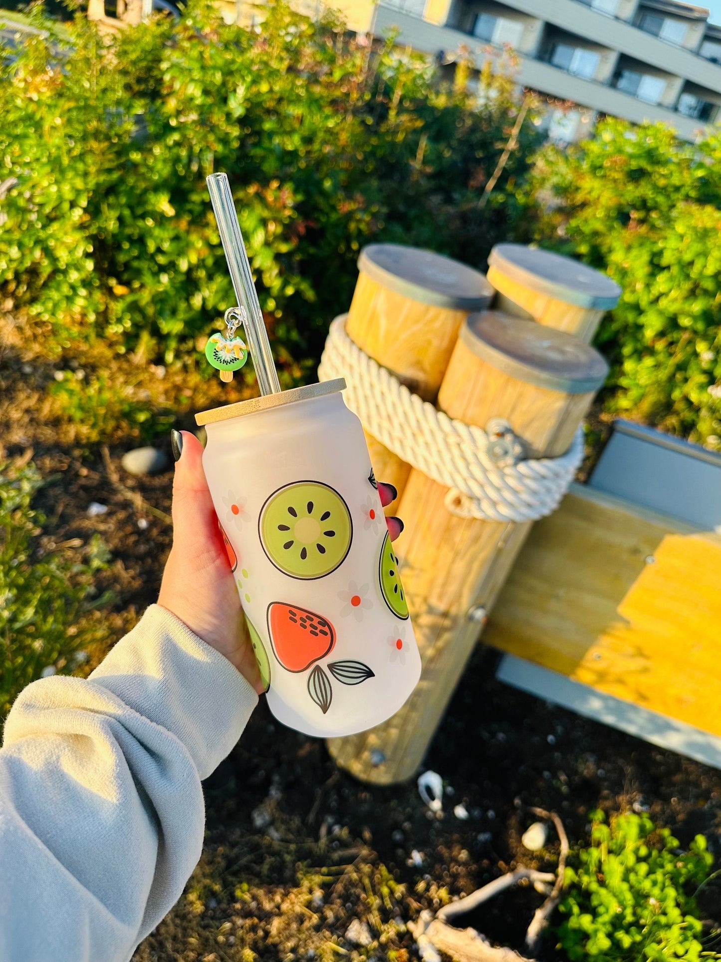 Strawberry Kiwi Printed Glassware -Dishwasher Safe