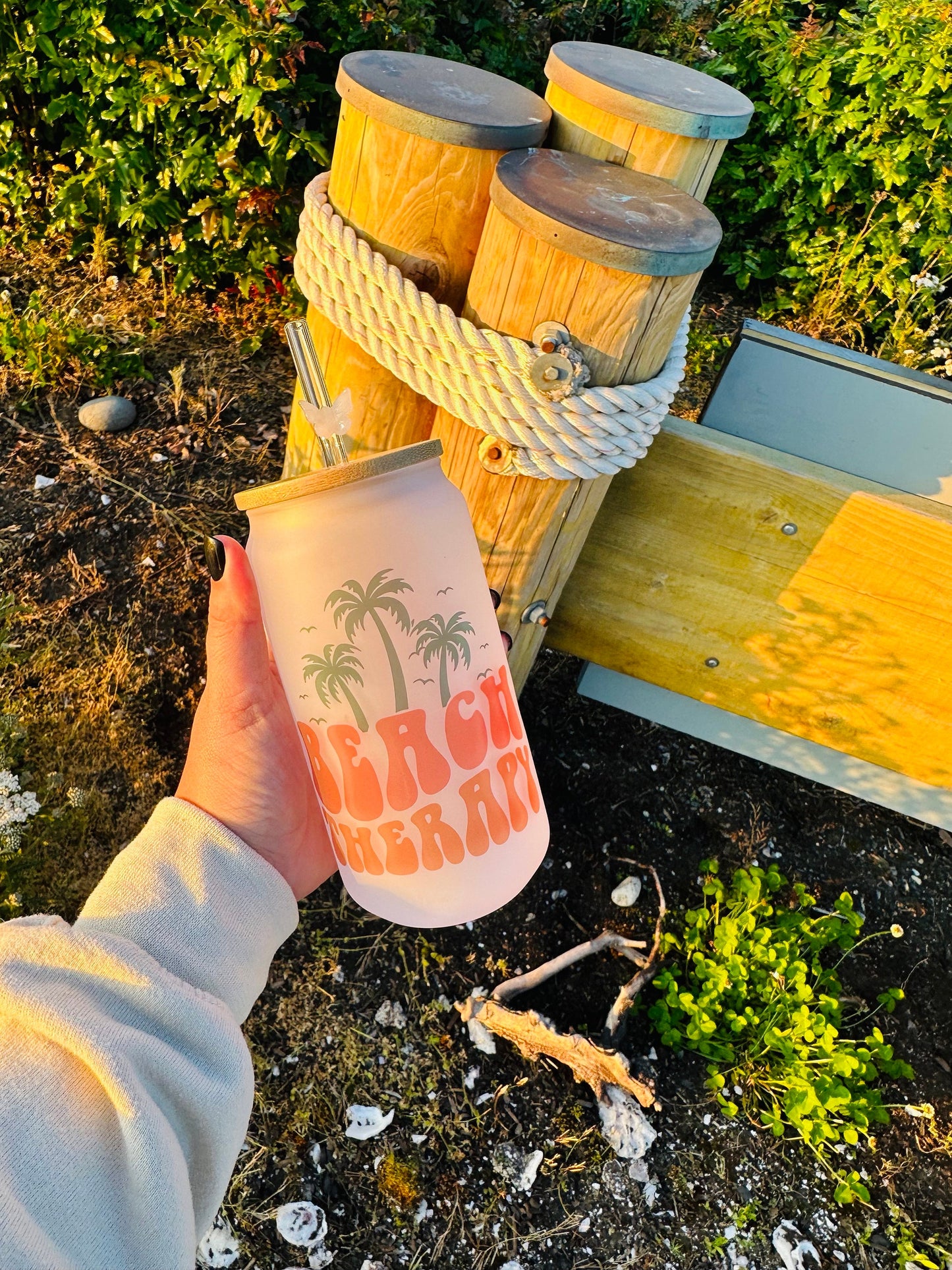 Beach Therapy Printed Glassware - Dishwasher Safe