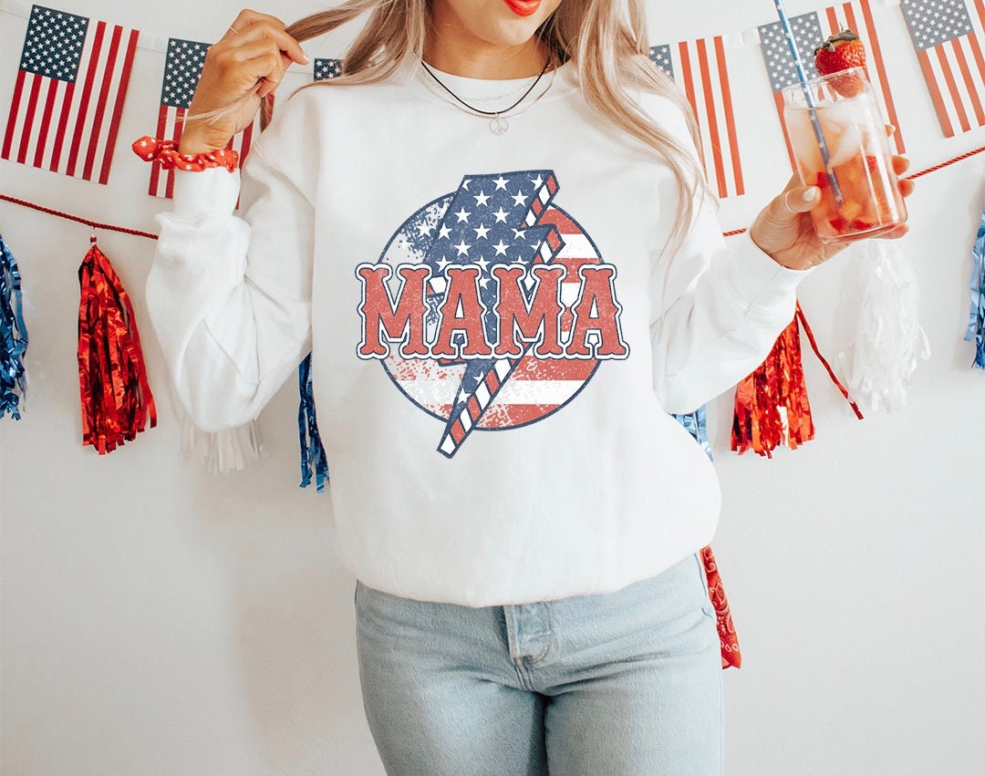 Mama Patriotic Full Graphic Crew - DTF Printed