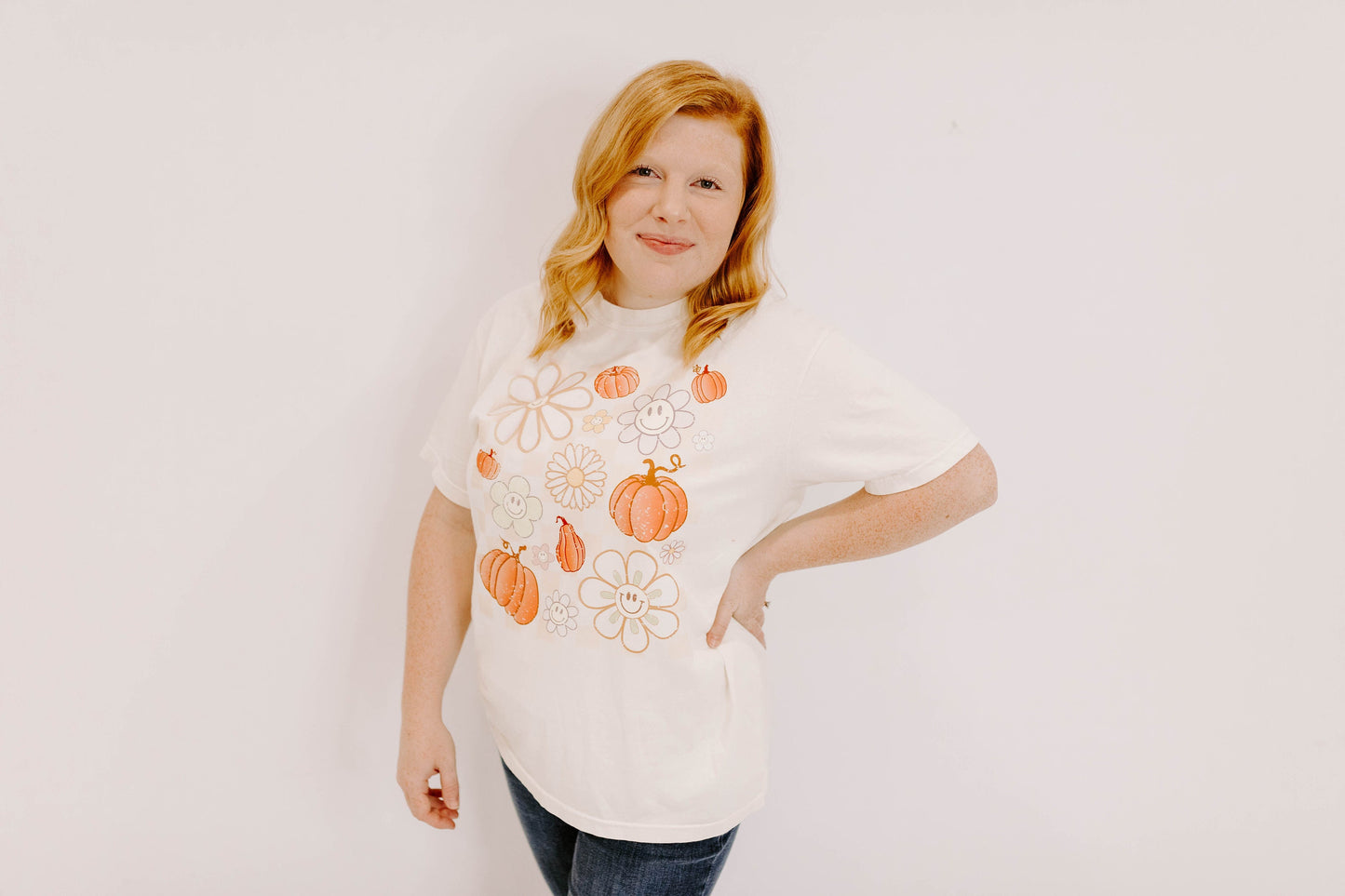 Pumpkin Daisy Tee / DTF Printed