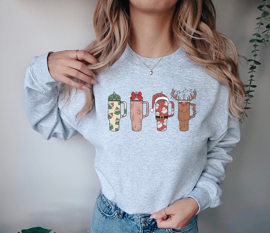 Cups of Cheer .... Graphic Crew Neck - DTF Printed