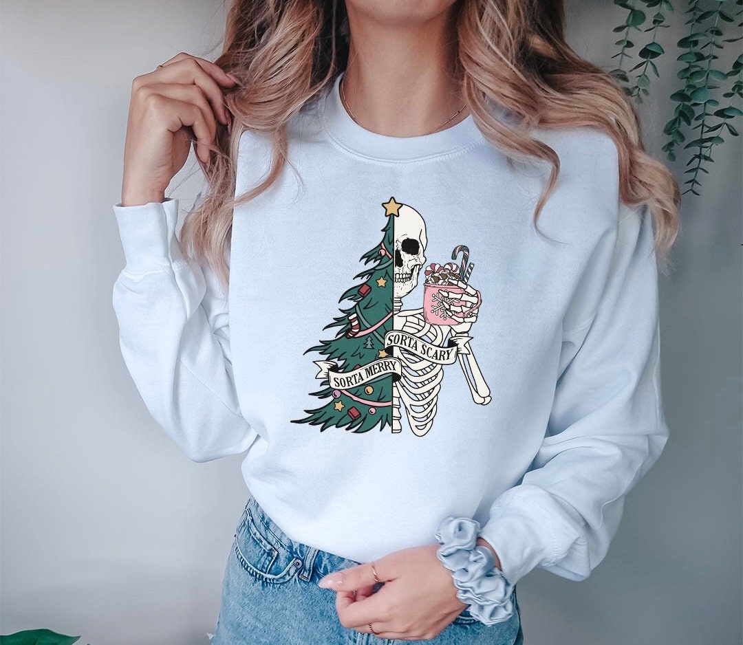 Sorta Merry, Sorta Scary .... Graphic Crew Neck - DTF Printed