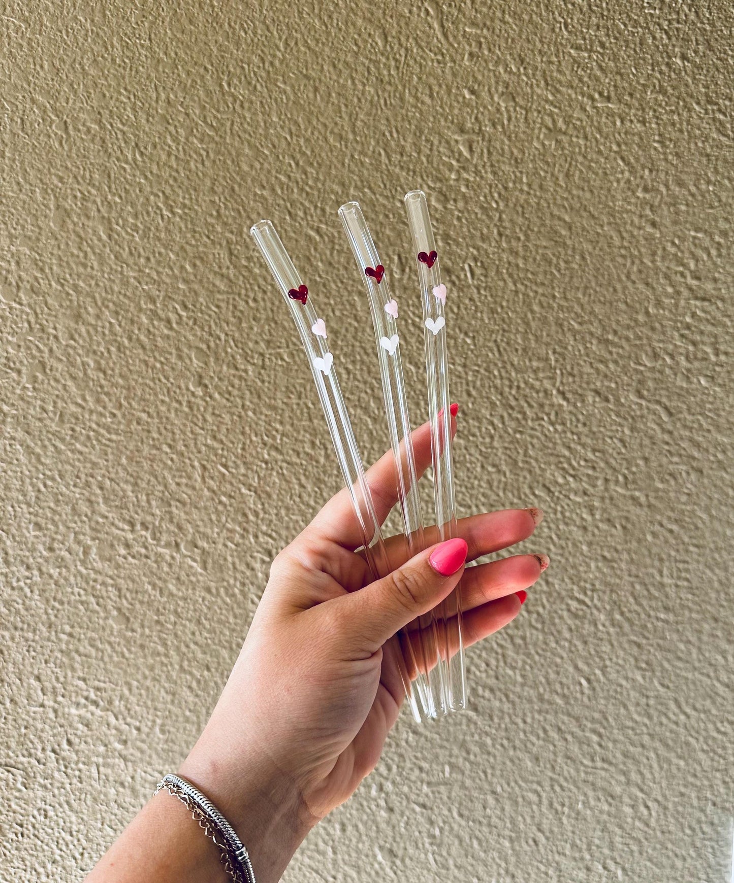 Falling Hearts Glass Straw - Dishwasher Safe