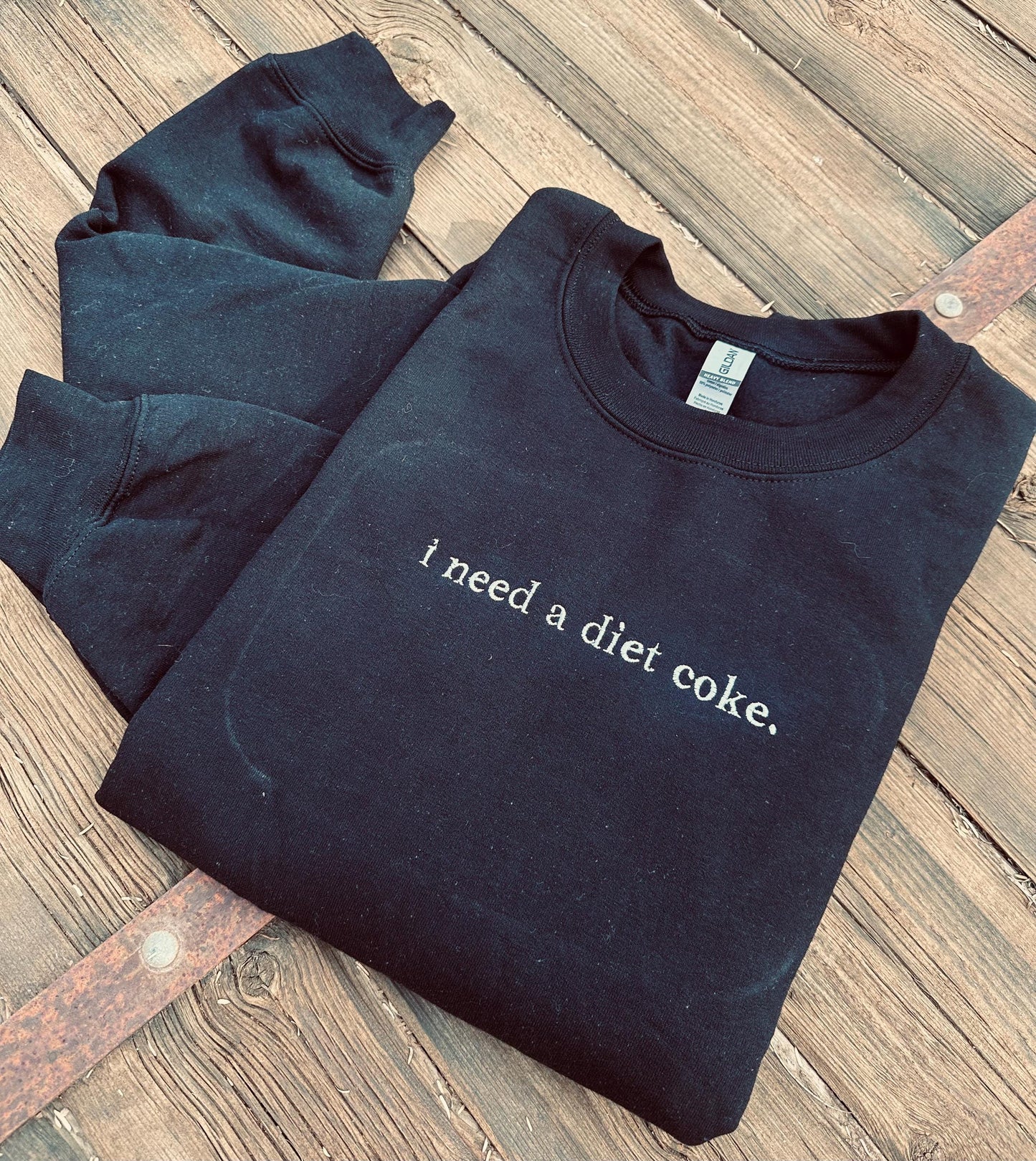 EMBROIDERED "I need a soda" crew or tee