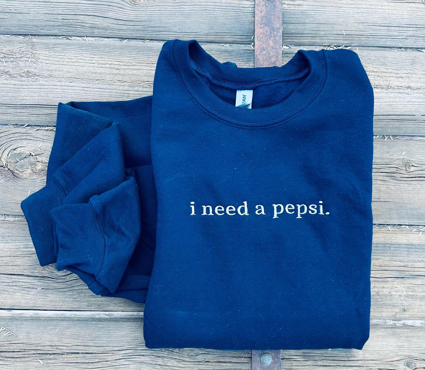 EMBROIDERED "I need a soda pop" crew