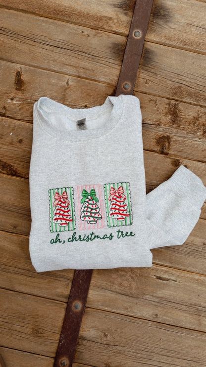 Embroidered Oh Christmas Tree.. Crew Neck