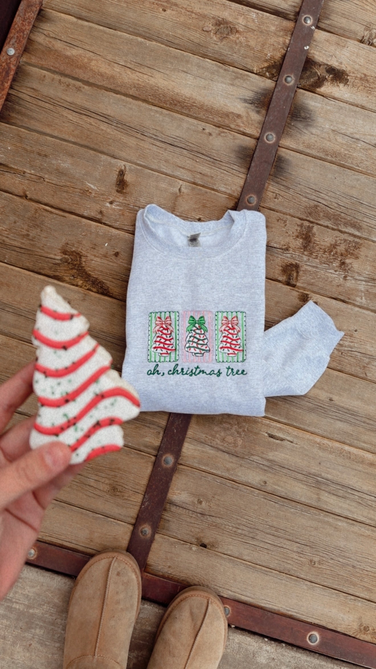 Embroidered Oh Christmas Tree.. Crew Neck