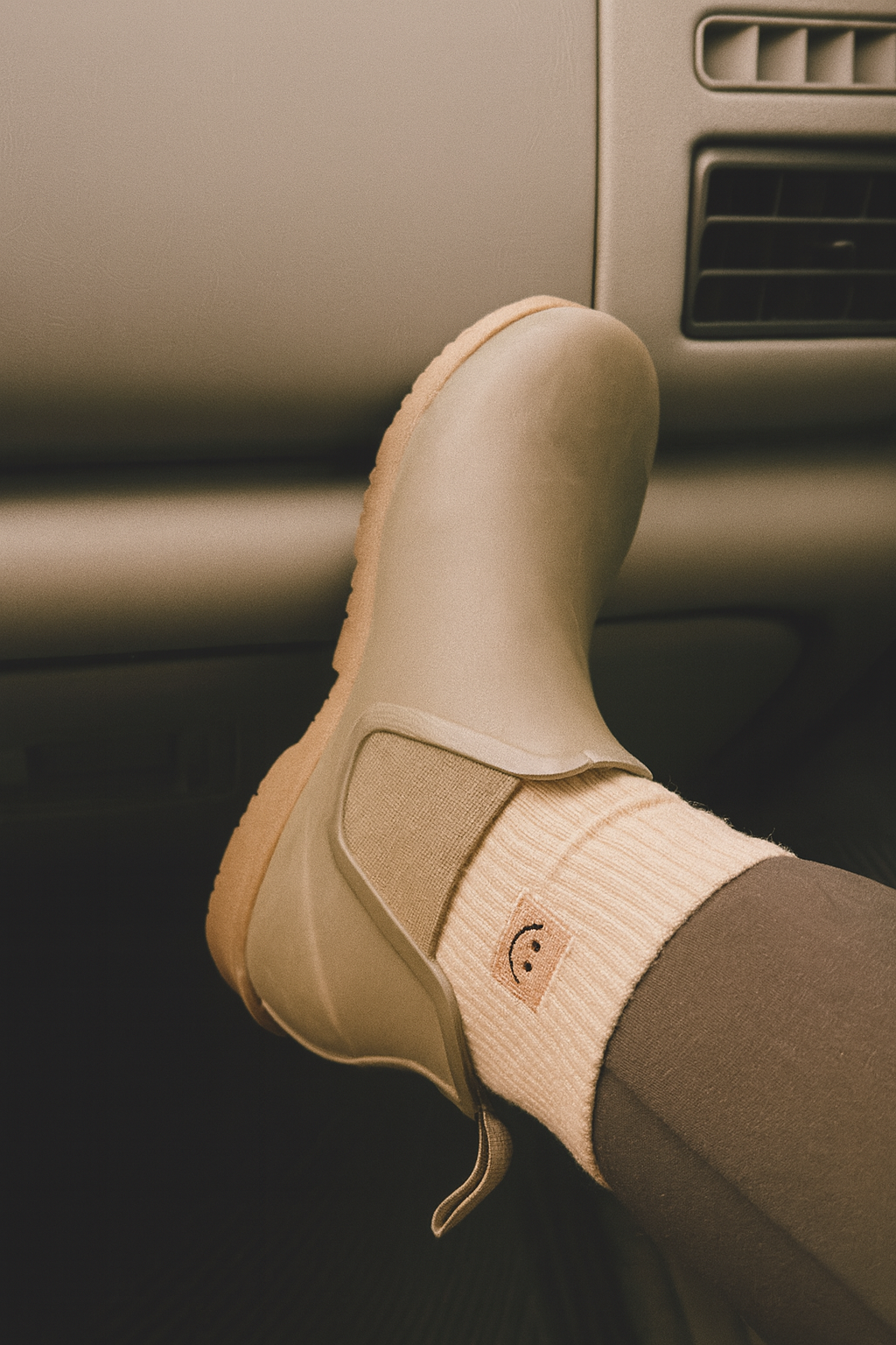 Embroidered smiley socks