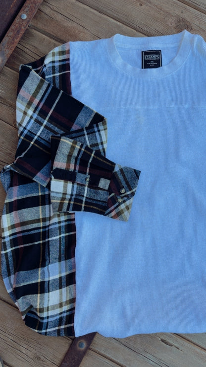 Reworked - oversized blues Flannel tshirt - size L-XXL