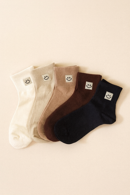 Embroidered smiley socks