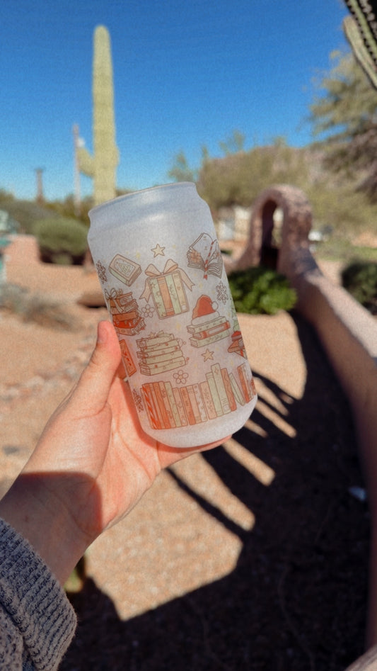 Christmas Books, Frosted Glass - Dishwasher Safe