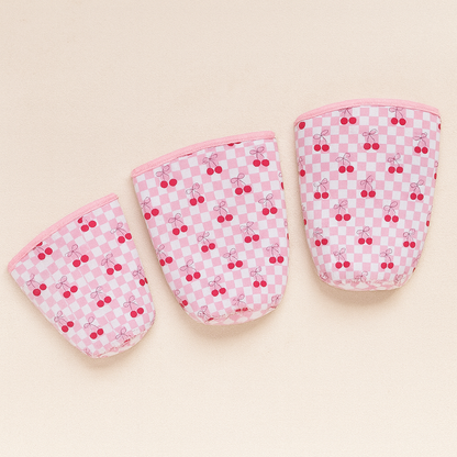 cutie coffee koozies - cherry checks