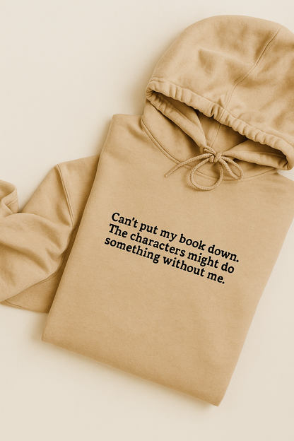 EMBROIDERED "Can't put my book down" Hoodie or Crew