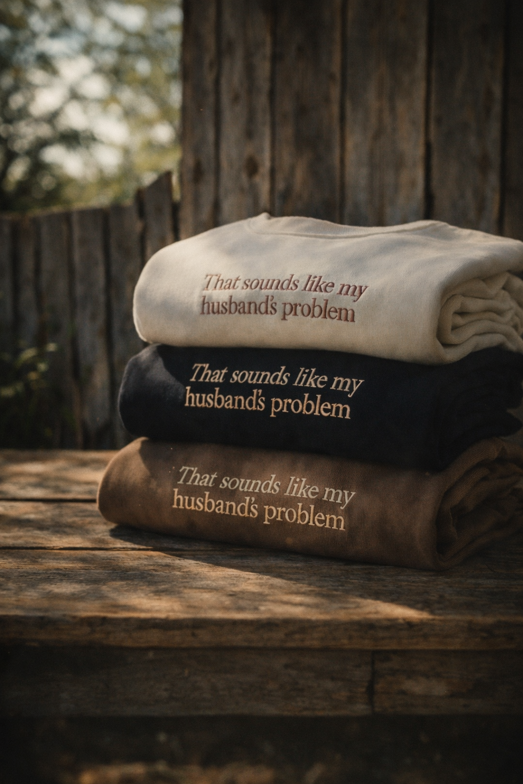 EMBROIDERED "That sounds like my husband's problem" crew