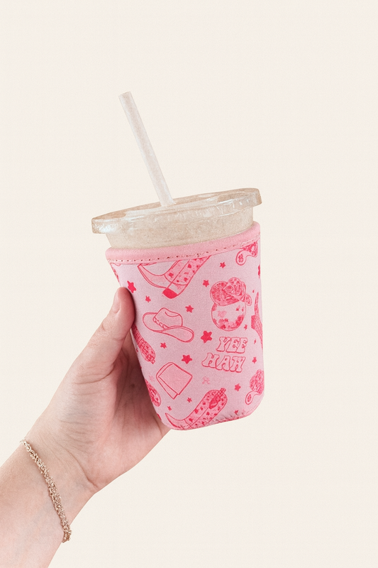 cutie coffee koozies - western pinks