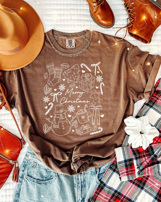 Christmas Doodles - DTF Printed Graphic Tee