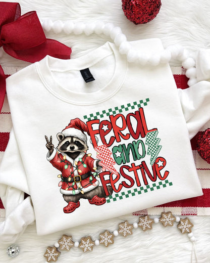 Feral but Festive... Graphic Crew Neck - DTF Printed