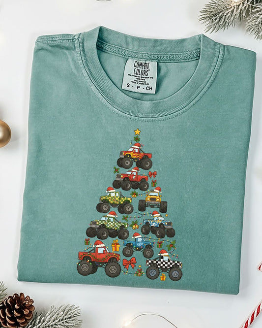 Monster Trucks Christmas- DTF Printed Graphic Tee