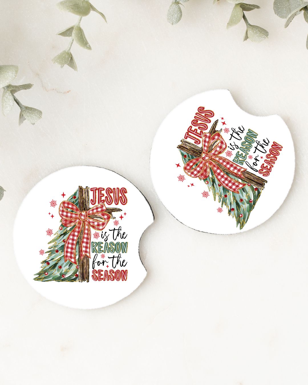 Set of 2 Car Coasters- Jesus is the Reason for the Season