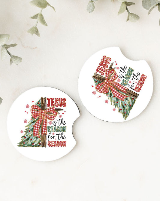 Set of 2 Car Coasters- Jesus is the Reason for the Season