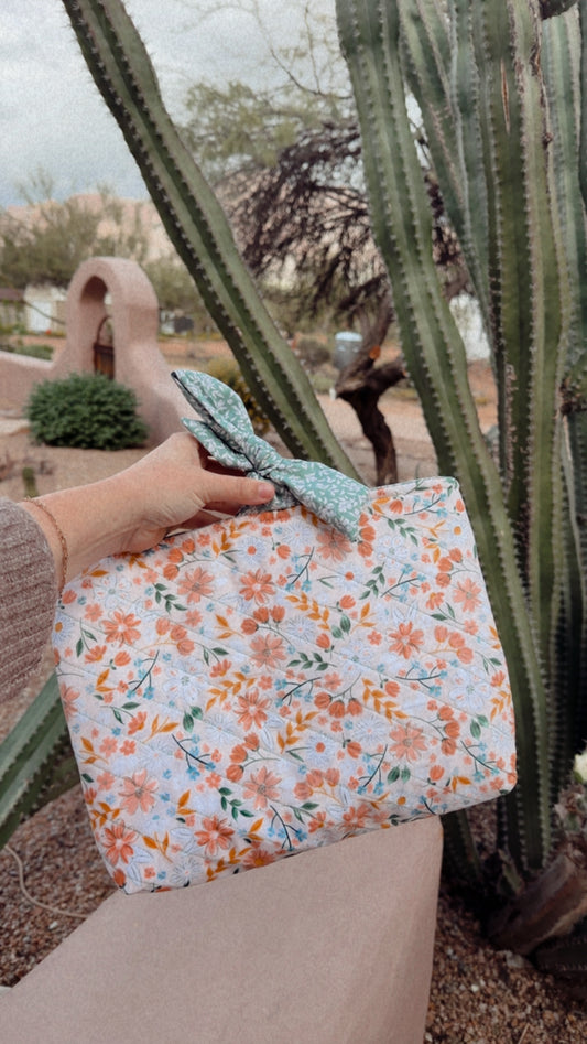 Handmade Bible/Book Bags - LARGE floral/light blue flowers