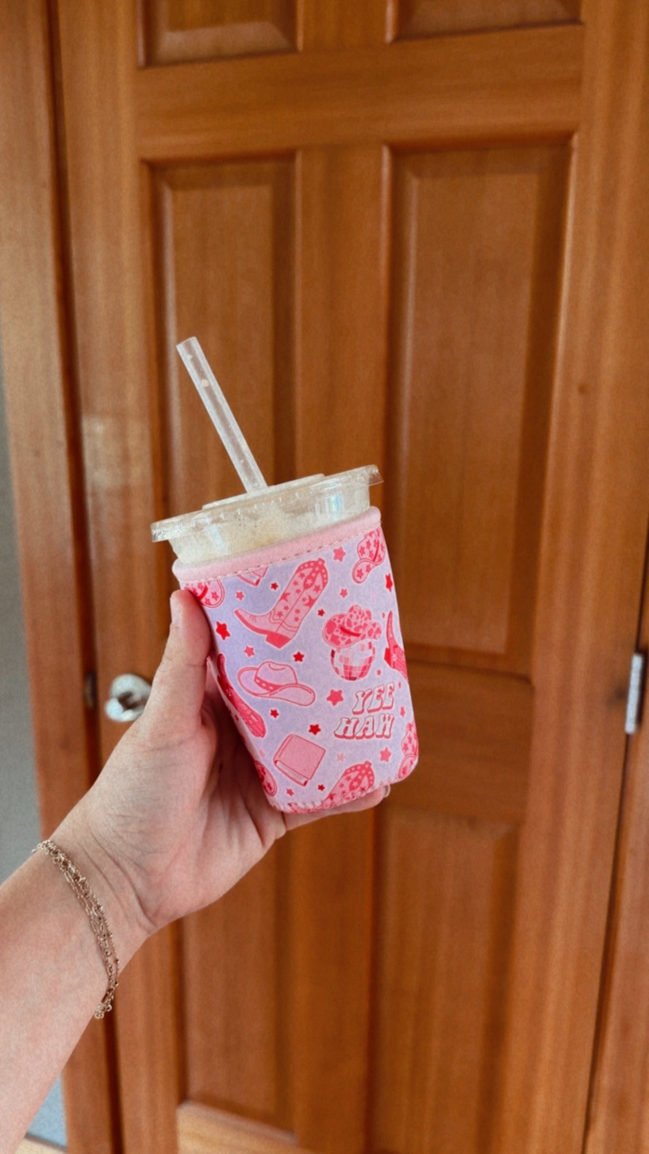 cutie coffee koozies - western pinks