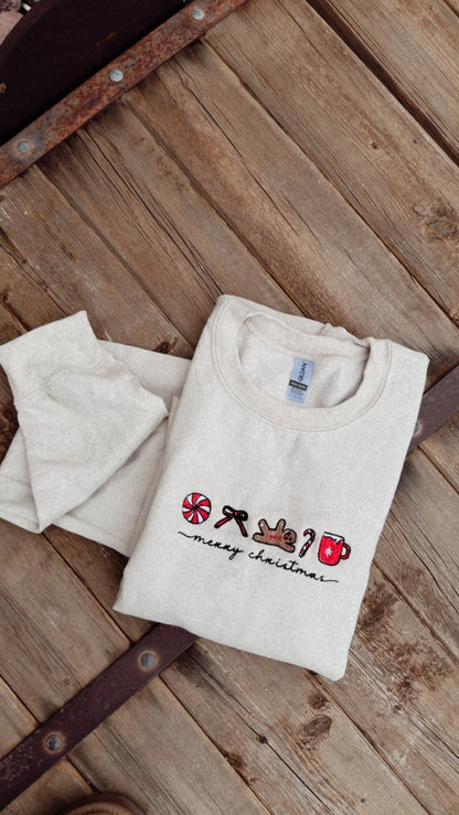 Embroidered Merry Christmas.. Crew Neck