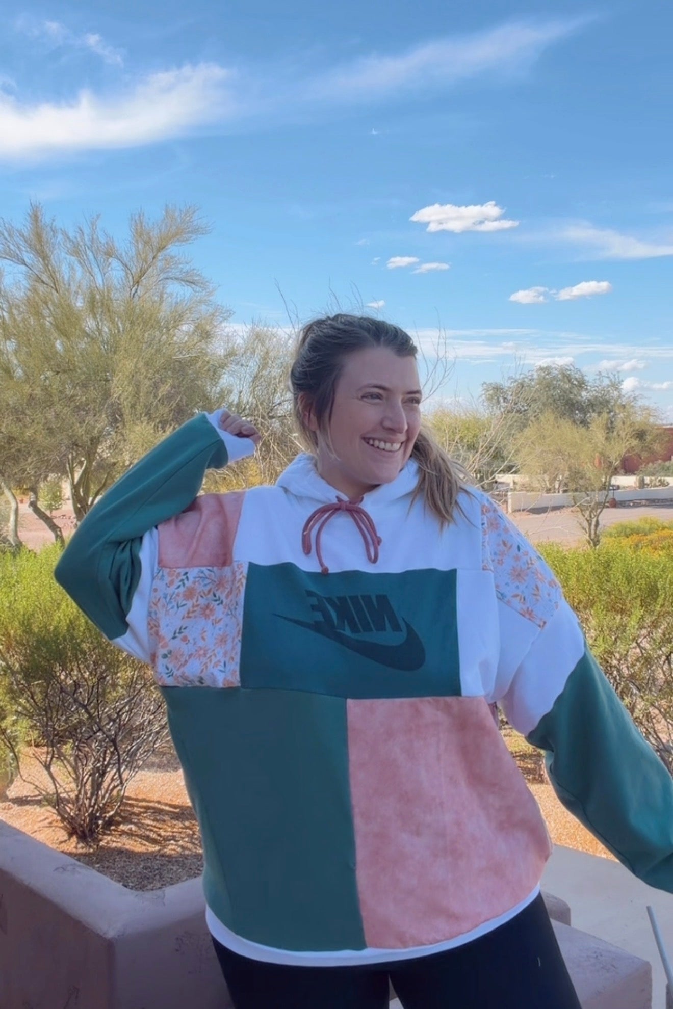 Vintage garden Rework Upcycled Hoodie - Size L/XXL