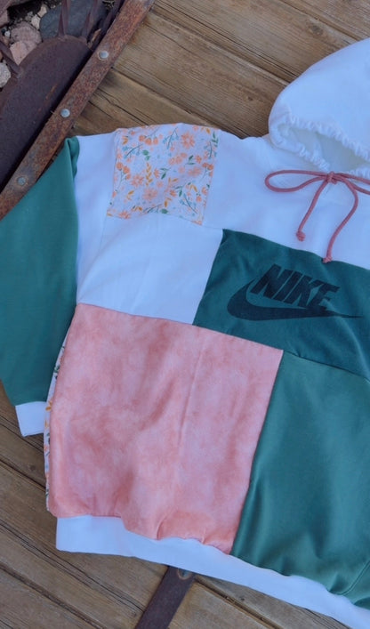 Vintage garden Rework Upcycled Hoodie - Size L/XXL