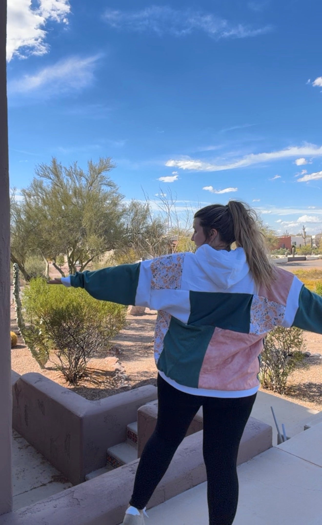 Vintage garden Rework Upcycled Hoodie - Size L/XXL