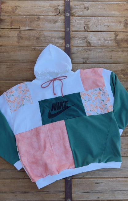 Vintage garden Rework Upcycled Hoodie - Size L/XXL