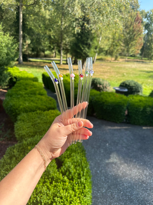 Tiny Mushroom Glass Straw - Dishwasher Safe