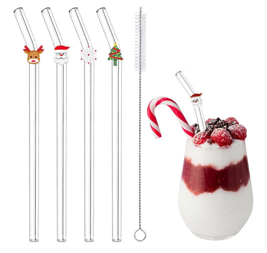 Christmas Themed Glass Straw - Dishwasher Safe