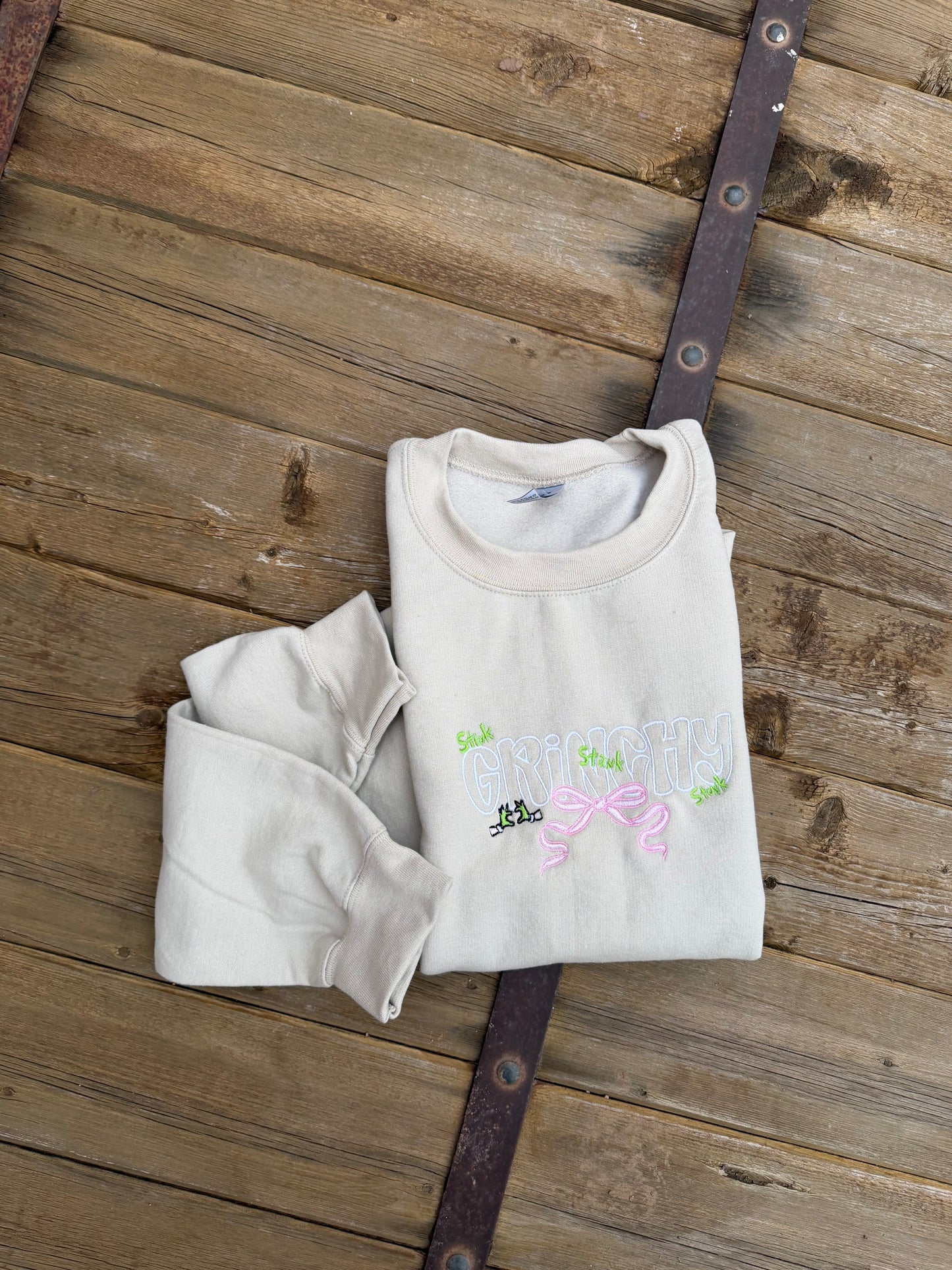 Embroidered Mean One.. Crew Neck