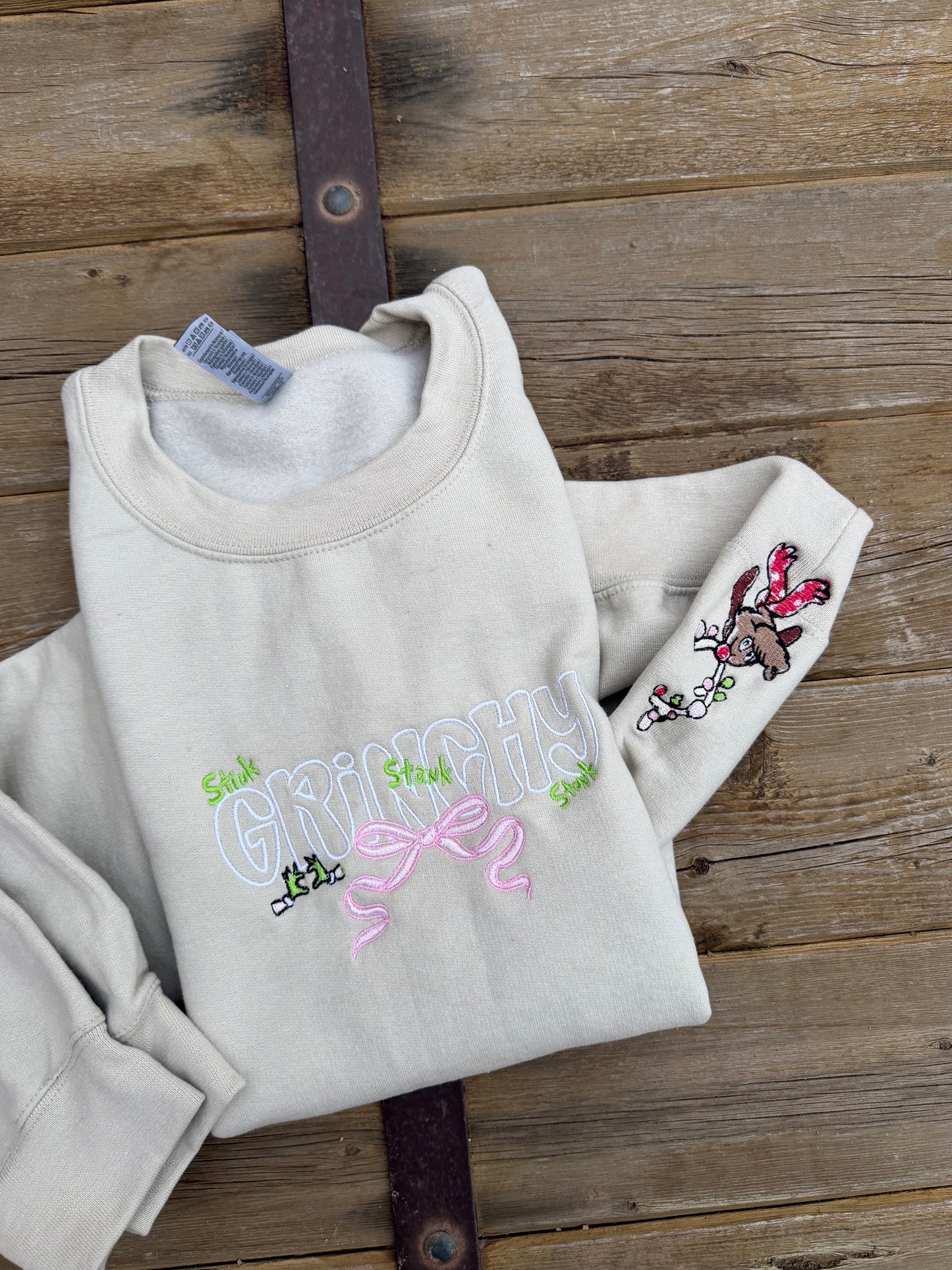 Embroidered Mean One.. Crew Neck