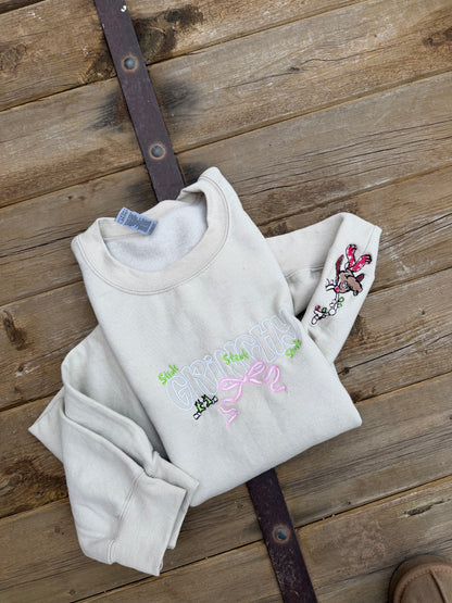 Embroidered Mean One.. Crew Neck