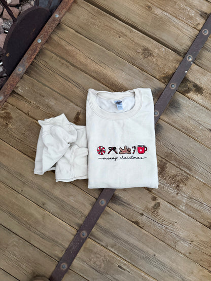 Embroidered Merry Christmas.. Crew Neck