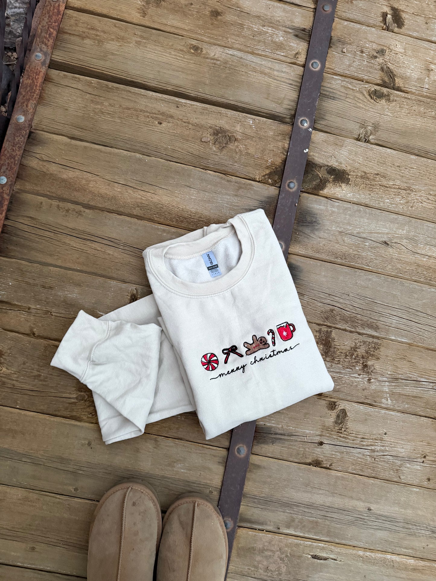 Embroidered Merry Christmas.. Crew Neck