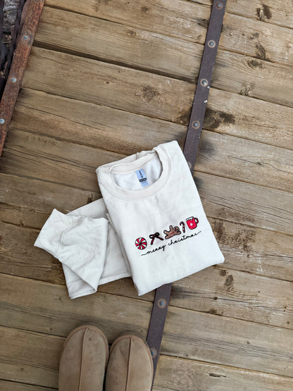 Embroidered Merry Christmas.. Crew Neck